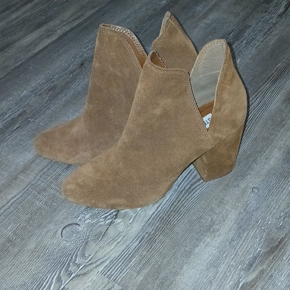 Steve Madden Rookie chestnut suede heeled ankle boots western boho Sz 6 EUC